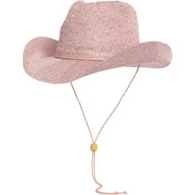 Vince Camuto Packable Shine Cowboy Hat In Pink