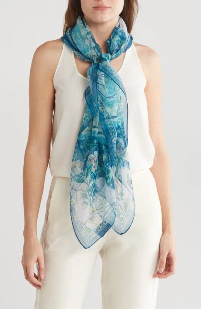 Vince Camuto Paisley Floral Scarf In Blue Multi