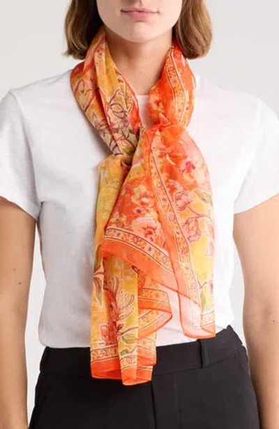 Vince Camuto Paisley Floral Scarf In Orange