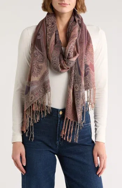 Vince Camuto Paisley Fringe Scarf In Brown