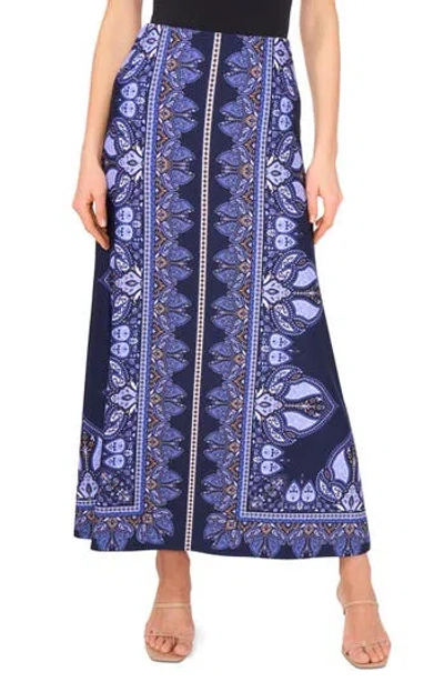 Vince Camuto Paisley Knit Maxi Skirt In New Navy Border