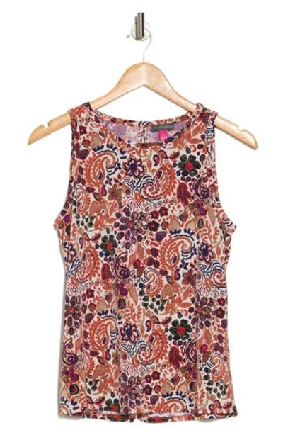 Vince Camuto Paisley Knit Tank In Tan Multi