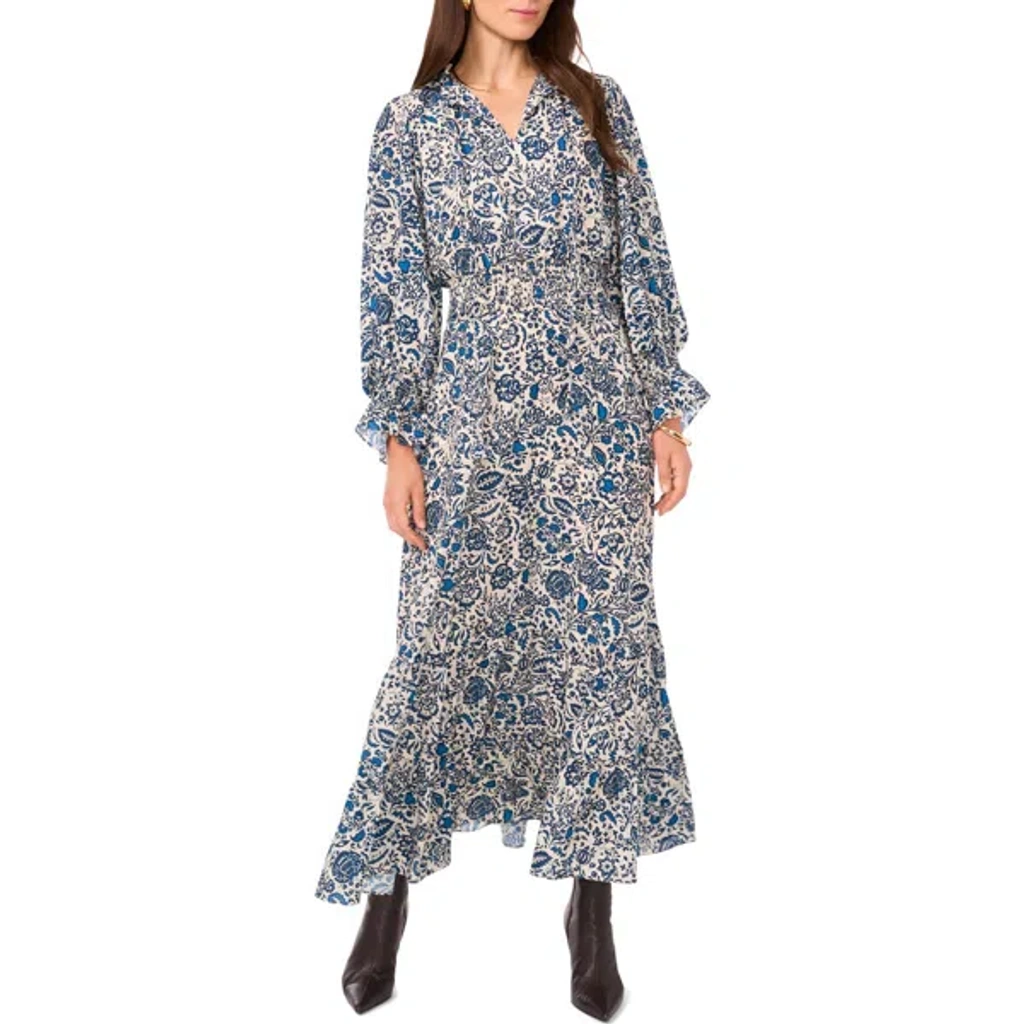 vince camuto long sleeve maxi dress Vince Camuto One Shoulder Long Sleeve Floral Embellishment Maxi Gown