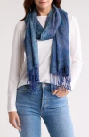 Vince Camuto Paisley Lurex Knit Scarf In Navy Night