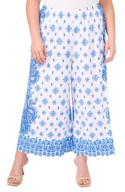 Vince Camuto Paisley Print Drawstring Pants In Canal Blue Diamond