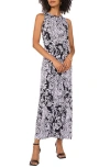 Vince Camuto Sleeveless A Line Maxi Dress In Rich Black Multi