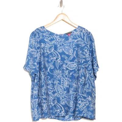 Vince Camuto Paisley Top In Steel Blue Paisley
