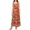 Vince Camuto Palm Print Tiered Maxi Dress In Red