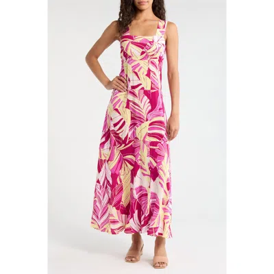 Vince Camuto Palm Print Tiered Maxi Dress In Multi