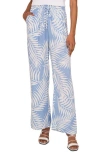 Vince Camuto Palm Print Wide Leg Drawstring Pants In Lake Breeze