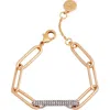 Vince Camuto Paper Clip Link Bracelet With Pave Bar In Gold