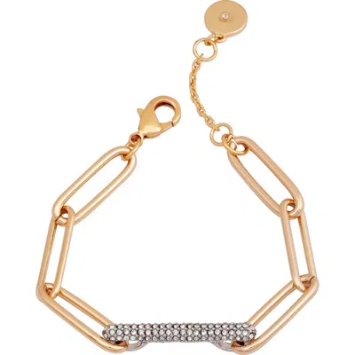 VINCE CAMUTO VINCE CAMUTO PAPER CLIP LINK BRACELET WITH PAVE BAR