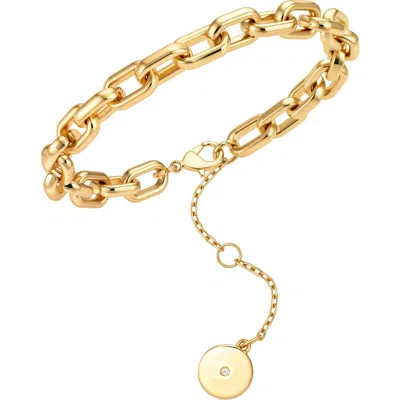 Vince Camuto Paperclip Chain Disc Bracelet In Gold Tone