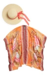 Vince Camuto Parrot Topper & Hat Set In Orange Multi