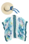 Vince Camuto Parrot Topper & Hat Set In White/blue