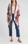 Vince Camuto Parrot Wrap Scarf In Ivory/ Burgundy