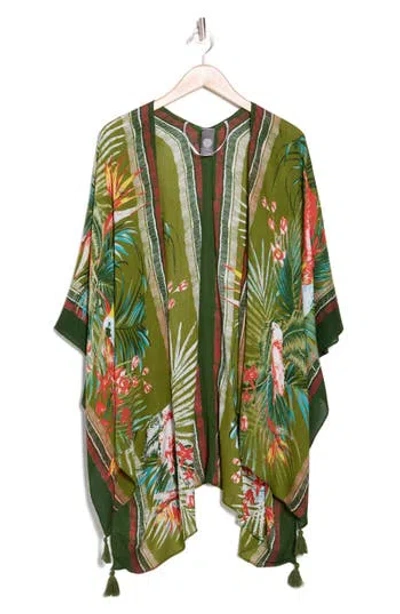 Vince Camuto Parrot Wrap Scarf In Green