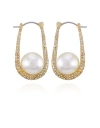 Vince Camuto Pave And Glass Pearl Drop Earrings In Gold
