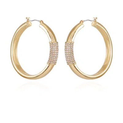 Vince Camuto Pave Centered Hoop Earrings In Gold