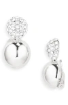 Vince Camuto Pavé Crystal Ball Clip-on Earrings In Silvertone
