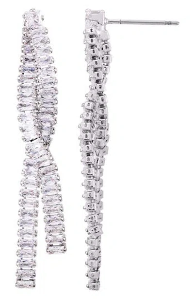 Vince Camuto Pavé Crystal Drop Earrings In Silver Tone