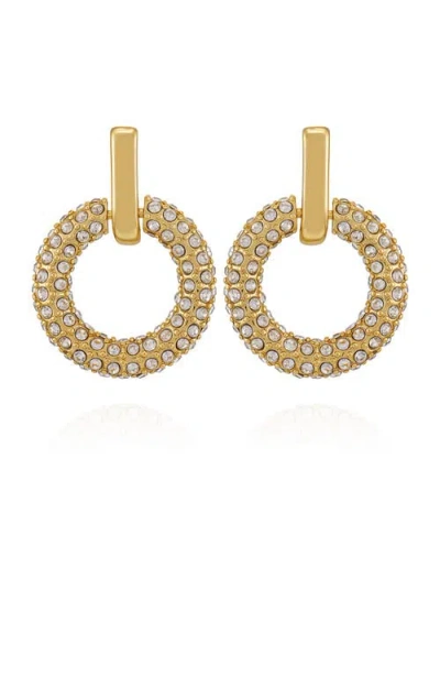 Vince Camuto Pavé Crystal Hoop Drop Earrings In Gold