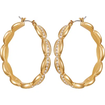 Vince Camuto Pavé Crystal Hoop Earrings In Gold
