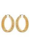 Vince Camuto Pavé Crystal Ribbed Hoop Earrings In Gold