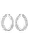 Vince Camuto Pavé Crystal Ribbed Hoop Earrings In Metallic