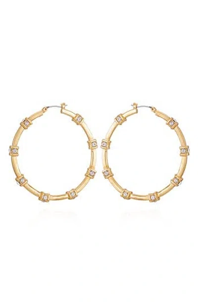 Vince Camuto Pavé Crystal Station Hoop Earrings In Goldtone