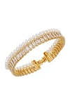 Vince Camuto Cultivated Pearl Crystal Bracelet In Gold