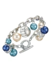 Vince Camuto Cultivated Pearl Crystal Charm Bracelet In Metallic