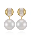 Vince Camuto Pearl Drop Earrings With Baguette Accents In Gold