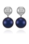 Vince Camuto Pearl Drop Earrings With Baguette Accents In Blue
