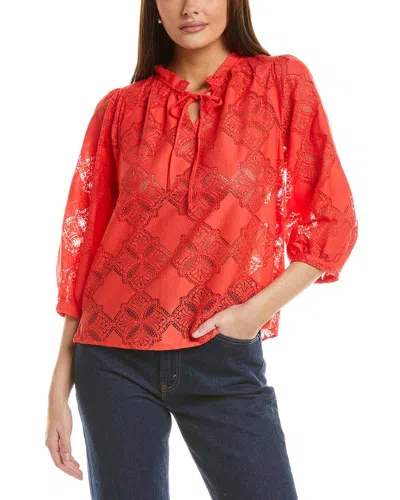 Vince Camuto Peasant Split Neck Blouse