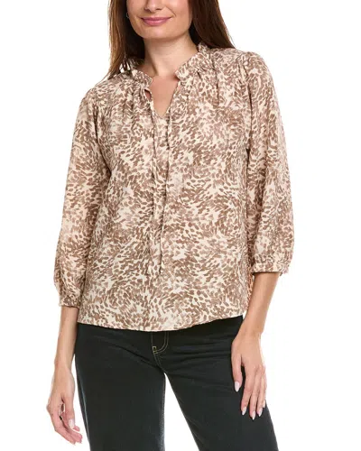 VINCE CAMUTO PEASANT SPLIT NECK BLOUSE