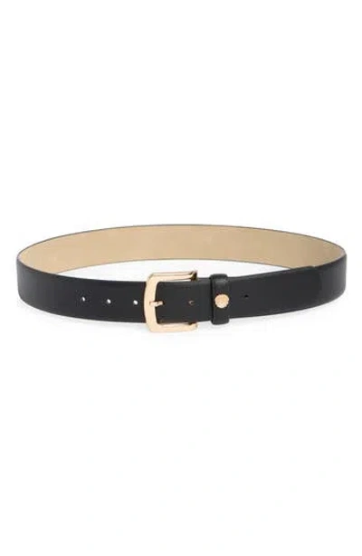 Vince Camuto Pebbled Faux Leather Belt In Black Gold