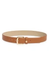 Vince Camuto Pebbled Faux Leather Belt In Cognac