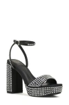 Vince Camuto Pendrys Rhinestone Block Heel Sandal In Black