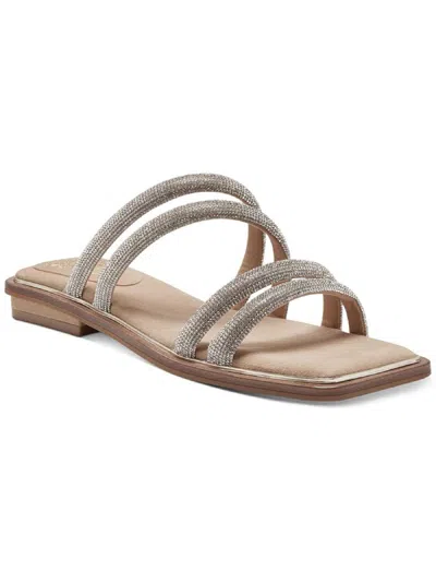 Vince Camuto Peomi Womens Microsuede Open Toe Dress Sandals In Silver