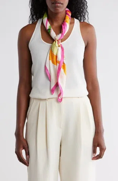 Vince Camuto Peony Square Scarf In Pink Multi