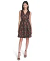 Vince Camuto Petite Jacquard Fit And Flare Short Dress In Multi