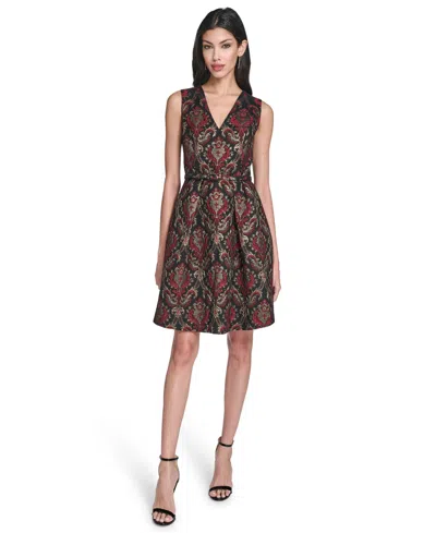 Vince Camuto Petite Jacquard Fit And Flare Short Dress In Multi
