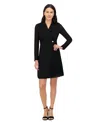Vince Camuto Crystal Button Long Sleeve Mixed Media Coat Dress In Black