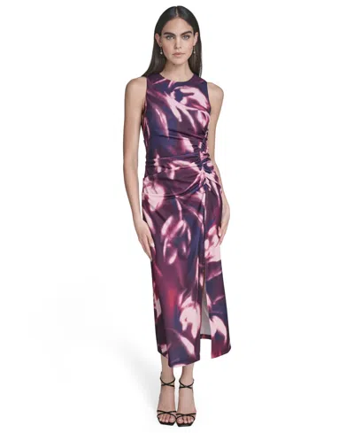Vince Camuto Petite Printed Sleeveless Midi Dress In Purple