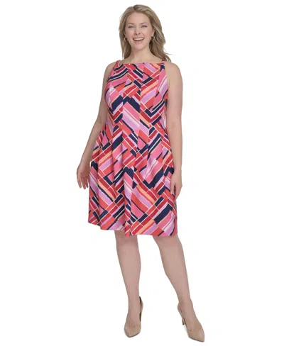 Vince Camuto Petite Printed Square-neck Scuba Dress