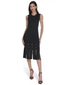 Vince Camuto Petite Sweater Slit Hem Midi Dress In Black