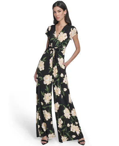 Vince Camuto Petite V-neck Short-sleeve Jumpsuit In Multi