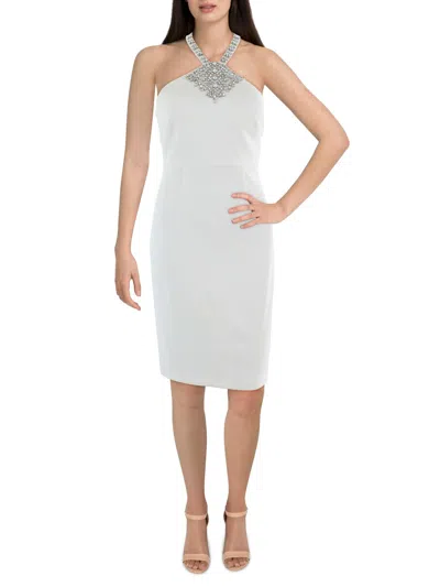 Vince Camuto Petites Womens Embellished Mini Cocktail And Party Dress In White