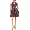 Vince Camuto Petites Womens Embroidered Polyester Fit & Flare Dress In Multi